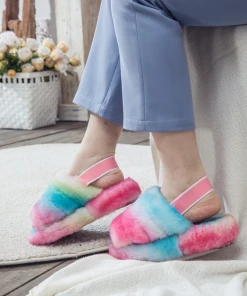 XH NEW ARRIVALS Fluffy Soft Wool Snug Slipper Sandals - Lollipop