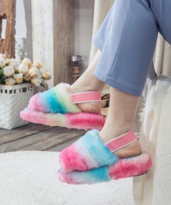 XH NEW ARRIVALS Fluffy Soft Wool Snug Slipper Sandals - Lollipop