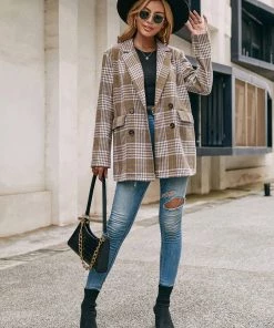 YBL New In Clothing Smaibulun | Plaid Double-Breasted Blazer 17 YBL New In Clothing Smaibulun | Plaid Double-Breasted Blazer