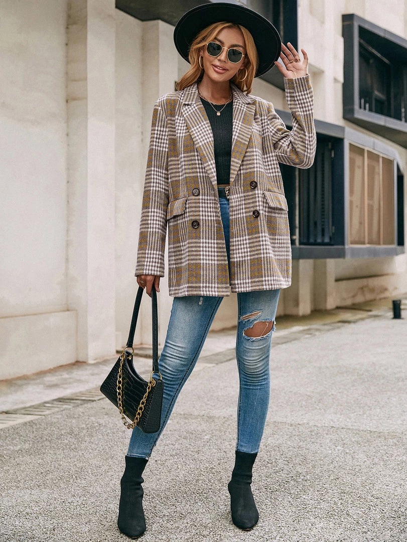 YBL New In Clothing Smaibulun | Plaid Double-Breasted Blazer 8 YBL New In Clothing Smaibulun | Plaid Double-Breasted Blazer