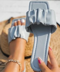 HT New In Shoes En Bloom | Folds Upper Flat Sole Sandal Grey