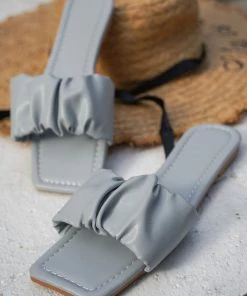 HT New In Shoes En Bloom | Folds Upper Flat Sole Sandal Grey