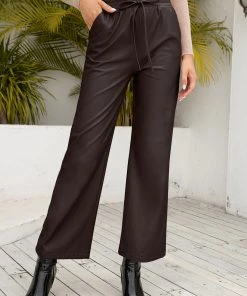 YBL Smaibulun | Drawstring Pocket Faux Leather High-Waist Crop Pants New In Clothing 29 YBL Smaibulun | Drawstring Pocket Faux Leather High-Waist Crop Pants New In Clothing