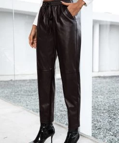 YBL Smaibulun | Pocket Drawstring Faux-Leather Straight Leg Pants New In Clothing