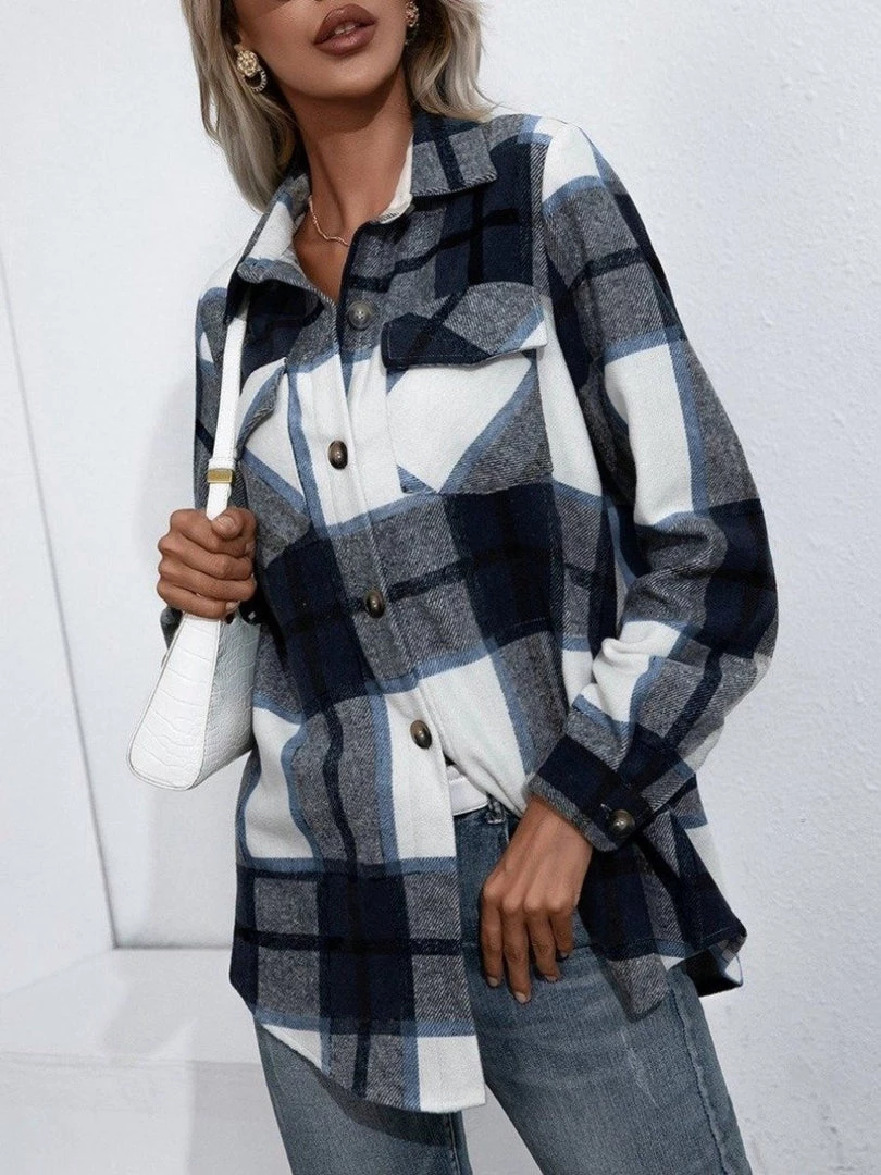 YBL New In Clothing Smaibulun | Plaid Double-Pocket Button-Up Shirt 2 YBL New In Clothing Smaibulun | Plaid Double-Pocket Button-Up Shirt