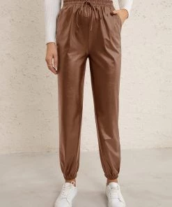 YBL Smaibulun | Faux Leather High-Waist Pants