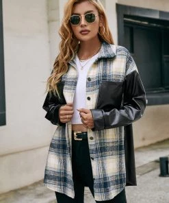 YBL New In Clothing Smaibulun | Plaid Bishop-Sleeve Shacket 15 YBL New In Clothing Smaibulun | Plaid Bishop-Sleeve Shacket
