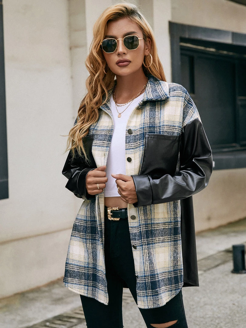 YBL New In Clothing Smaibulun | Plaid Bishop-Sleeve Shacket 7 YBL New In Clothing Smaibulun | Plaid Bishop-Sleeve Shacket