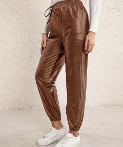 YBL Smaibulun | Faux Leather High-Waist Pants