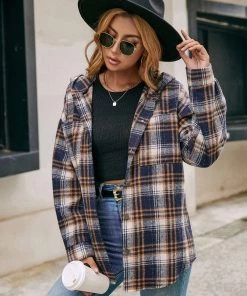 YBL Smaibulun | Plaid Hooded Shirt Jacket New In Clothing