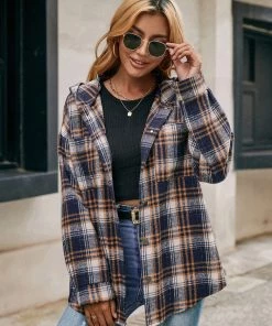 YBL Smaibulun | Plaid Hooded Shirt Jacket New In Clothing